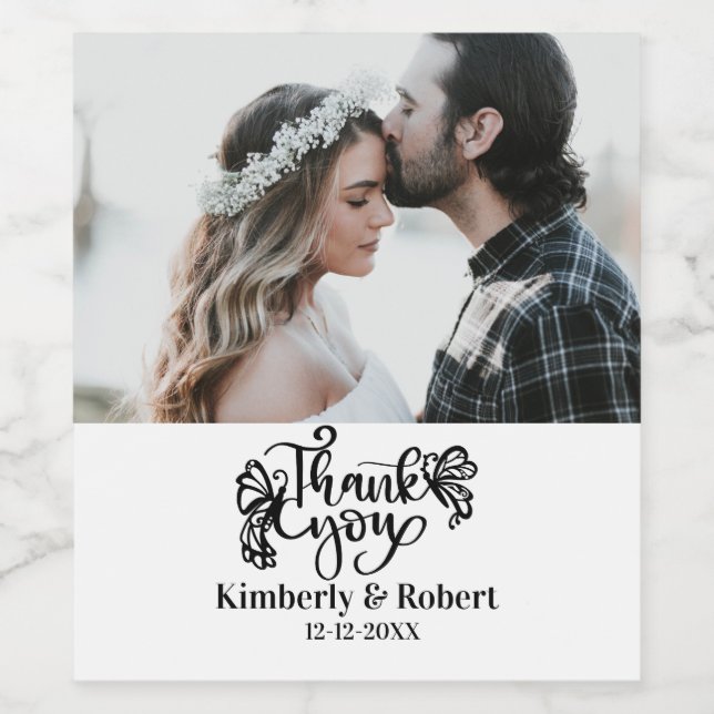 Custom Photo Thank You Wedding Wine Label (Single Label)