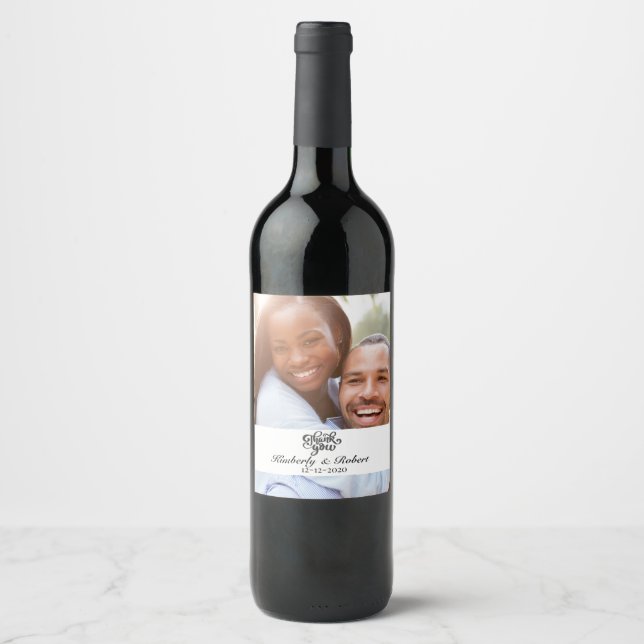 Custom Photo Thank You Wedding Wine Label (Front)
