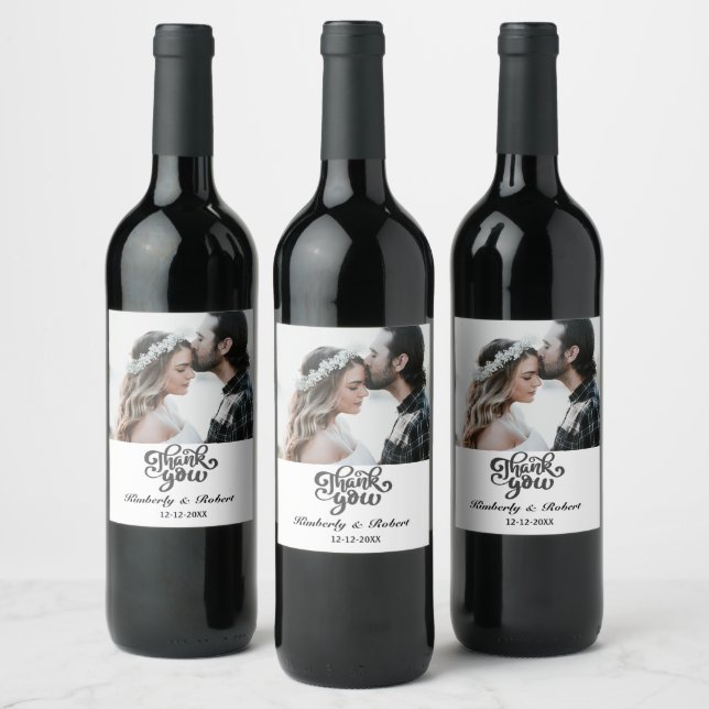 Custom Photo Thank You Wedding Wine Label (Bottles)