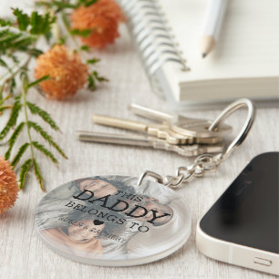 Custom Photo 'This Daddy Belongs To'   Dad Keychain