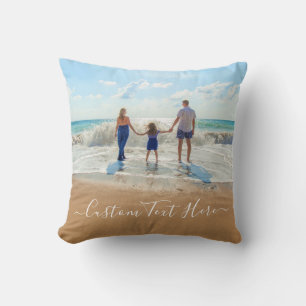 Custom Photo Throw Pillow Your Photos and Text