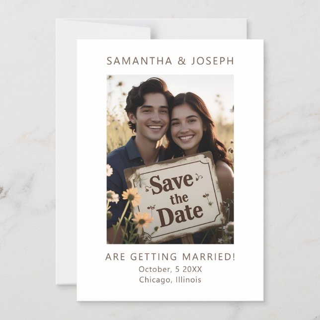 Custom Photo Traditional Wedding Save the Date Magnetic Invitation (Front)