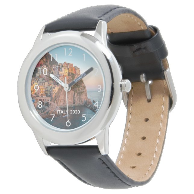 Custom photo travel family vacation text watch (Angled)