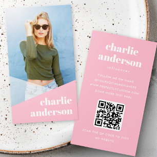 Custom photo trendy influencer pink profile cards
