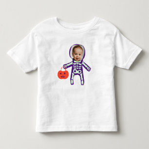 Custom photo trick or treat skeleton Halloween Toddler T-shirt
