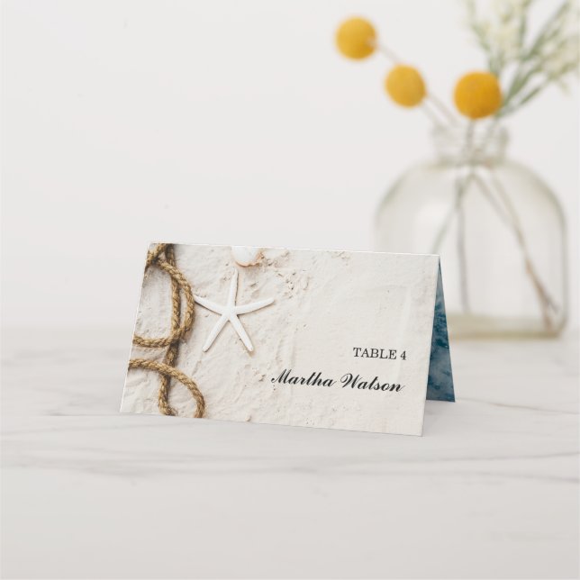 Custom Photo Tropical Beach Wedding Name  Place Card (Front)
