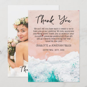 Custom Photo Tropical Coastal Beach Wedding  Thank You Card