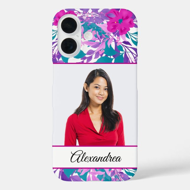 Custom Photo Tropical Floral Flowers Personalize   Case-Mate iPhone Case (Back)