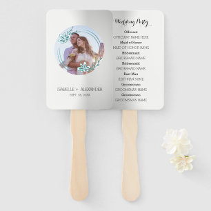 Custom Photo Turquoise Wreath Hand Fan