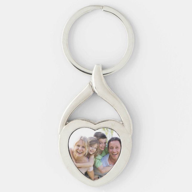 Custom Photo Twisted Heart Metal Keychain (Front)