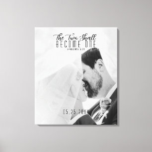 Custom Photo Two Shall Become One Wedding  Canvas Print
