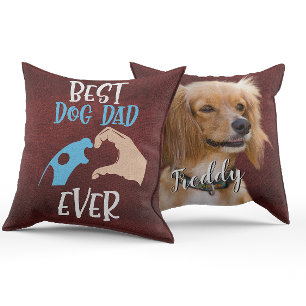 Custom Photo two sided-pillow Best Dog Dad Ever Throw Pillow