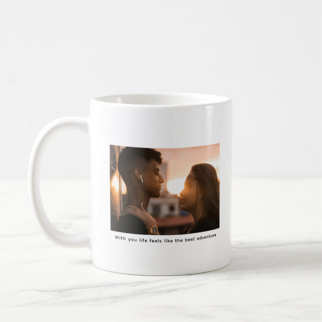 Custom Photo Typewriter Caption Personalized  Coffee Mug (Left)