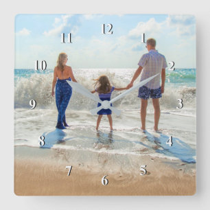 Custom Photo - Unique Your Own Design Personalize Square Wall Clock