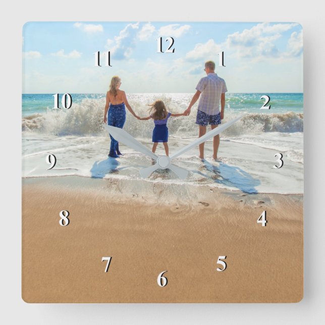 Custom Photo - Unique Your Own Design Personalized Square Wall Clock (Front)