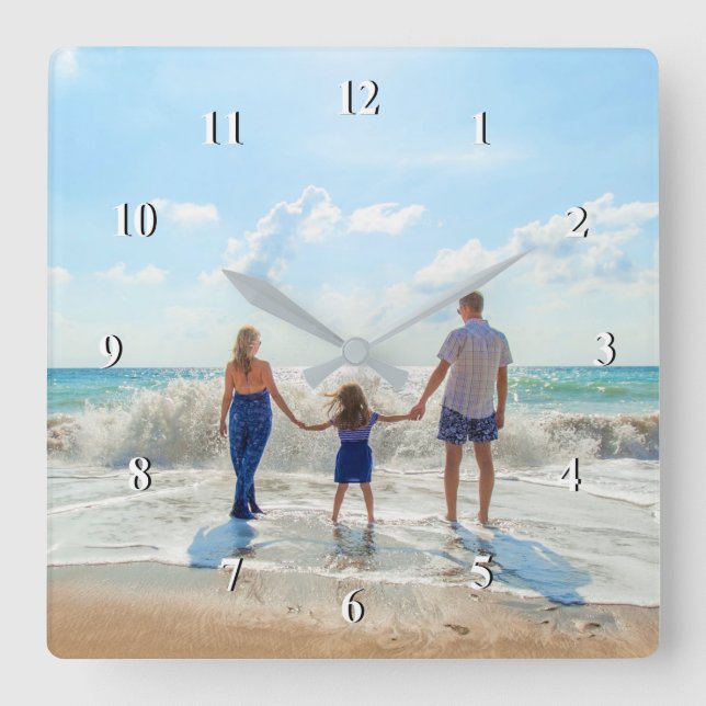 Custom Photo - Unique Your Own Design Personalized Square Wall Clock (Front)