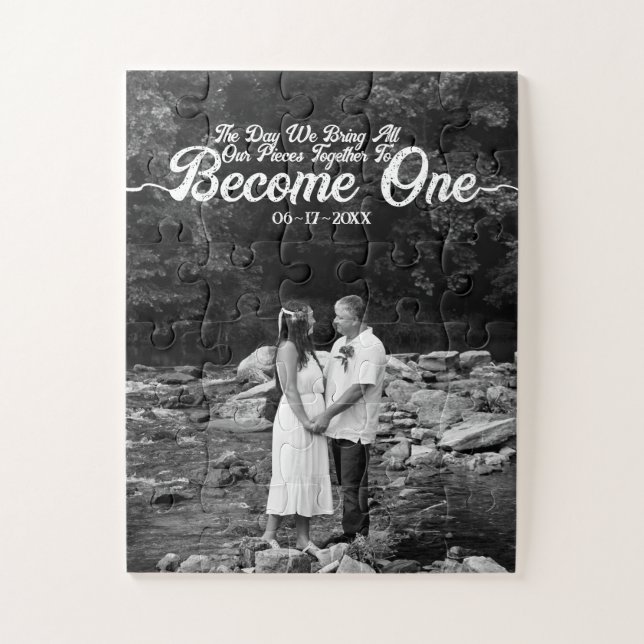 Custom Photo Unity Wedding Black & White Jigsaw Puzzle (Vertical)