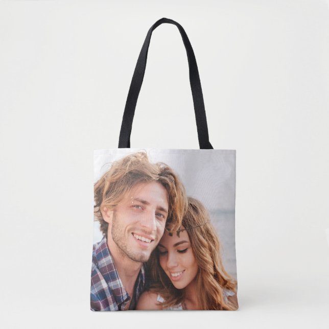 Custom Photo Upload Design Your Own Double Sided T Tote Bag (Front)