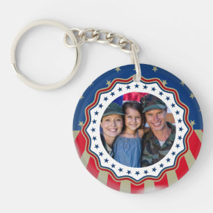 Custom Photo USA Military - Veteran & Memorial Day Keychain
