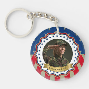 Custom Photo USA Military - Veteran & Memorial Day Keychain