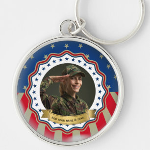 Custom Photo USA Military - Veteran & Memorial Day Keychain