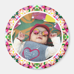 Custom Photo Vibrant Pink Mother’s Day Keepsake Magnet
