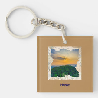 Custom Photo Vintage Newspaper Frame Keychain