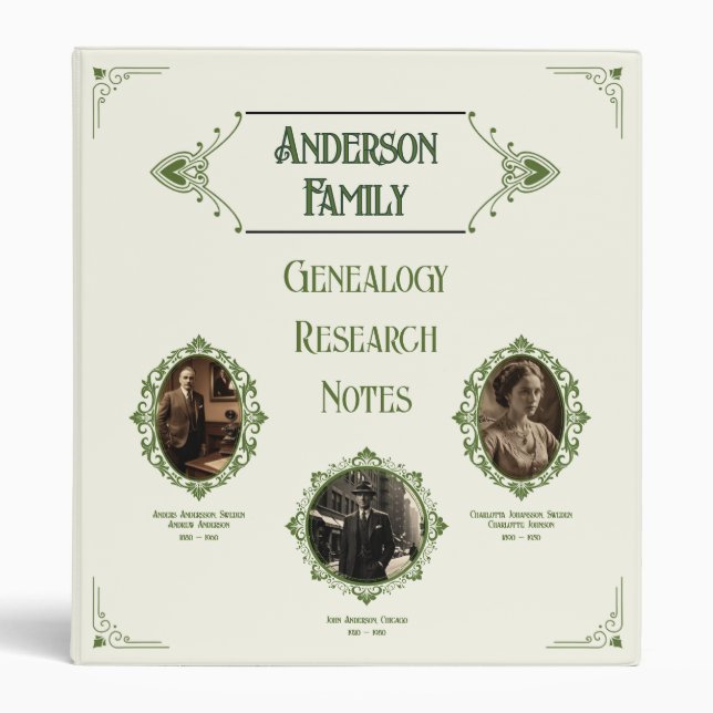 Custom Photo Vintage Style Genealogy Research  Binder (Front)