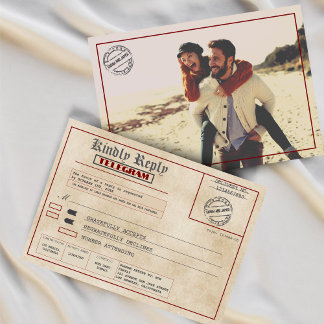 Custom Photo Vintage Wedding Old Fashioned  RSVP Card