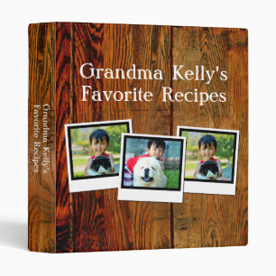 Custom Photo Vintage Wood Recipe Book Binder