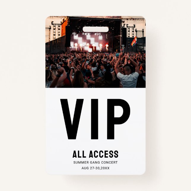 Custom Photo VIP All Access Pass Concert Badge (Front)
