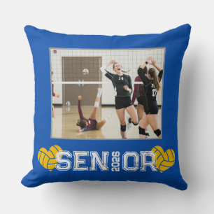 Custom Photo Volleyball Senior Number Throw Pillow