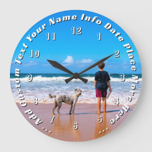 Custom Photo Wall Clock Personalized Text
