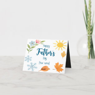Custom Photo Watercolor Four Seasons Father's Day Holiday Card