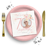 Custom Photo Watercolor Pink Floral 70th Birthday Napkin<br><div class="desc">Custom Photo Watercolor Pink Floral 70th Birthday Napkins. Feminine and delicate pink floral and botanical themed birthday party invitation. It features beautiful watercolor flowers and a custom photo you can change to your own! The designer is always ready to help, contact her if you need help with this design by...</div>