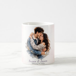 Custom Photo Watercolor Valentine’s Day Gift Coffee Mug