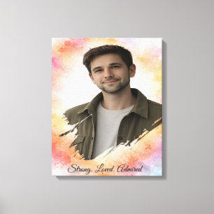 Custom Photo Watercolor Valentine’s Gift for Him Canvas Print
