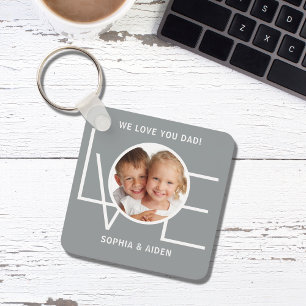 Custom Photo We Love You Dad Father's Day Gray Keychain
