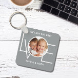 Custom Photo We Love You Dad Father's Day Grey Keychain<br><div class="desc">This We Love You Dad Photo Keychain is decorated with the word LOVE in white typography on a stylish grey background.
Easily customizable with your photo and name.
Makes a great Father's Day gift.</div>
