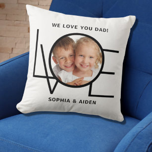 Custom Photo We Love You Dad Father's Day Throw Pillow