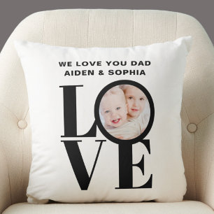Custom Photo We Love You Dad Throw Pillow