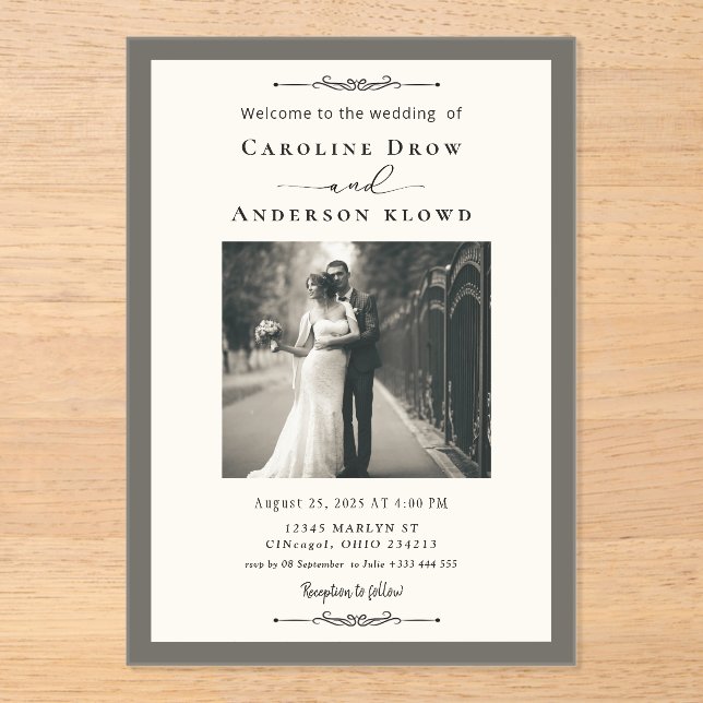 custom photo wedding Acrylic Invitations (Front)