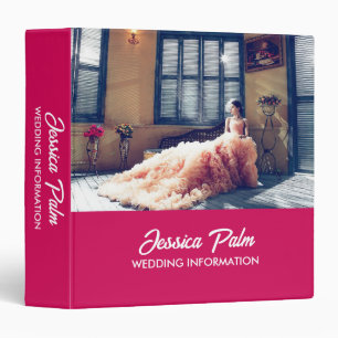 Custom photo wedding business pink binder