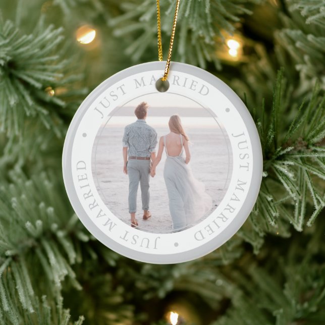 Custom photo wedding occasion simple ceramic ornament (Tree)