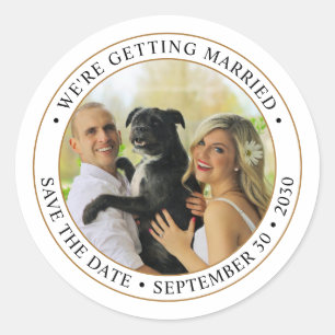 Custom Photo Wedding Save the Date Classic Round Sticker