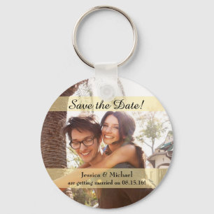 Custom Photo Wedding Save the Date Keychain