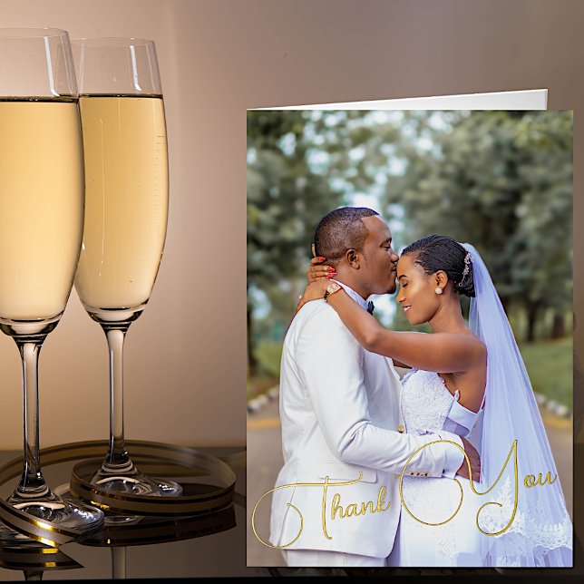 Custom Photo Wedding Thank You Foil Greeting Card (Creator Uploaded)