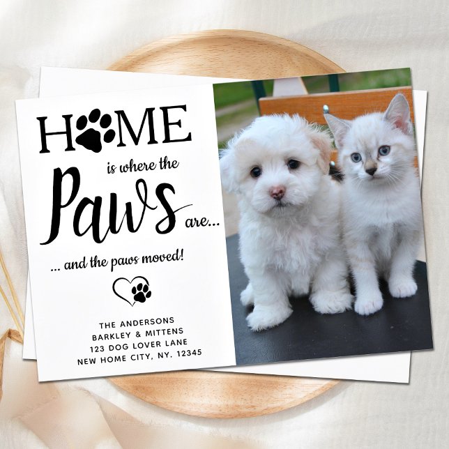 Custom Photo We've Moved Paws Cat Dog Pet Moving Announcement (Creator Uploaded)