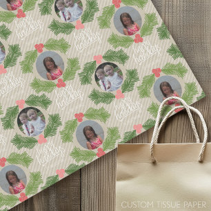 Custom Photo Whimsical Christmas Holiday Greeting Tissue Paper