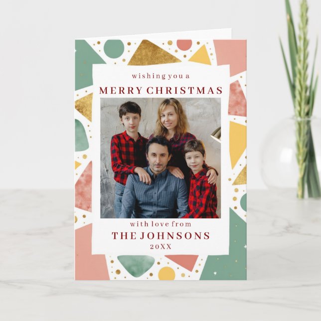Custom Photo Whimsical Geometric Frame Greeting Card (Front)